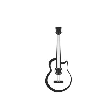 Gitar logosu şablon vektör resimleme 