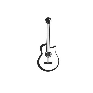 Gitar logosu şablon vektör resimleme 