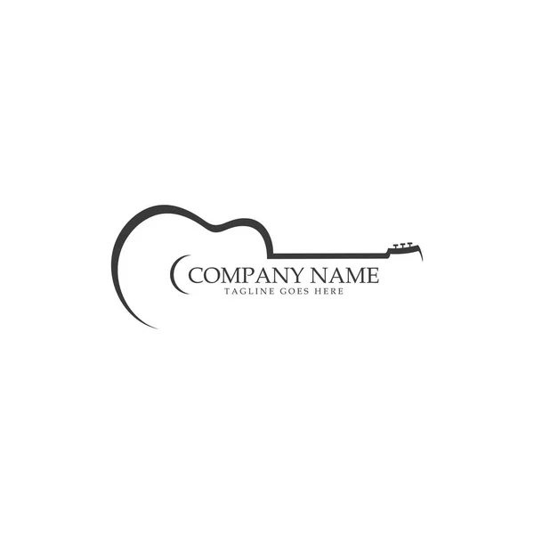 Gitar logosu şablon vektör resimleme 