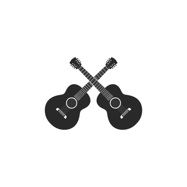 Guitarra logotipo modelo ícone do vetor ilustração —  Vetores de Stock