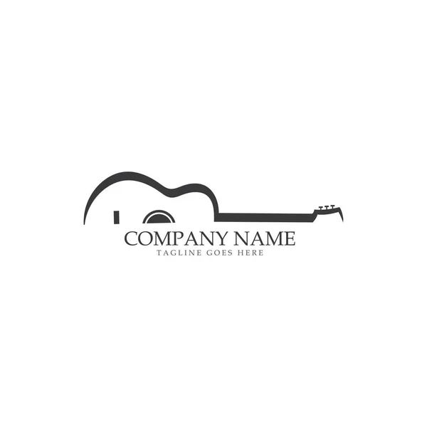 Gitar logosu şablon vektör resimleme 
