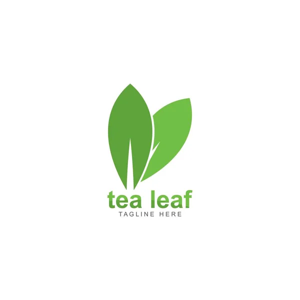 Folha de chá logotipo ícone do vetor ilustração — Vetor de Stock