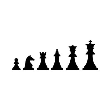 Logo tasarımı için vektör satranç taşı ayarlandı. Piyon, kale, at, çöp.