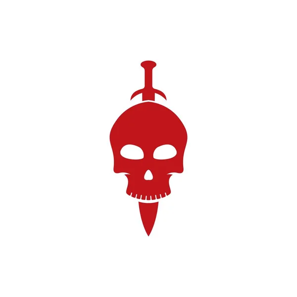 Schedel logo met zwaarden vector pictogram template illustratie — Stockvector
