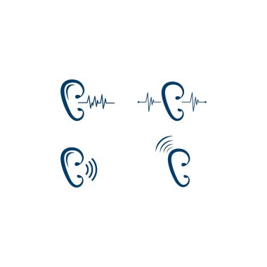 İşitme logosu şablon vektör simgesi illüstrasyon 