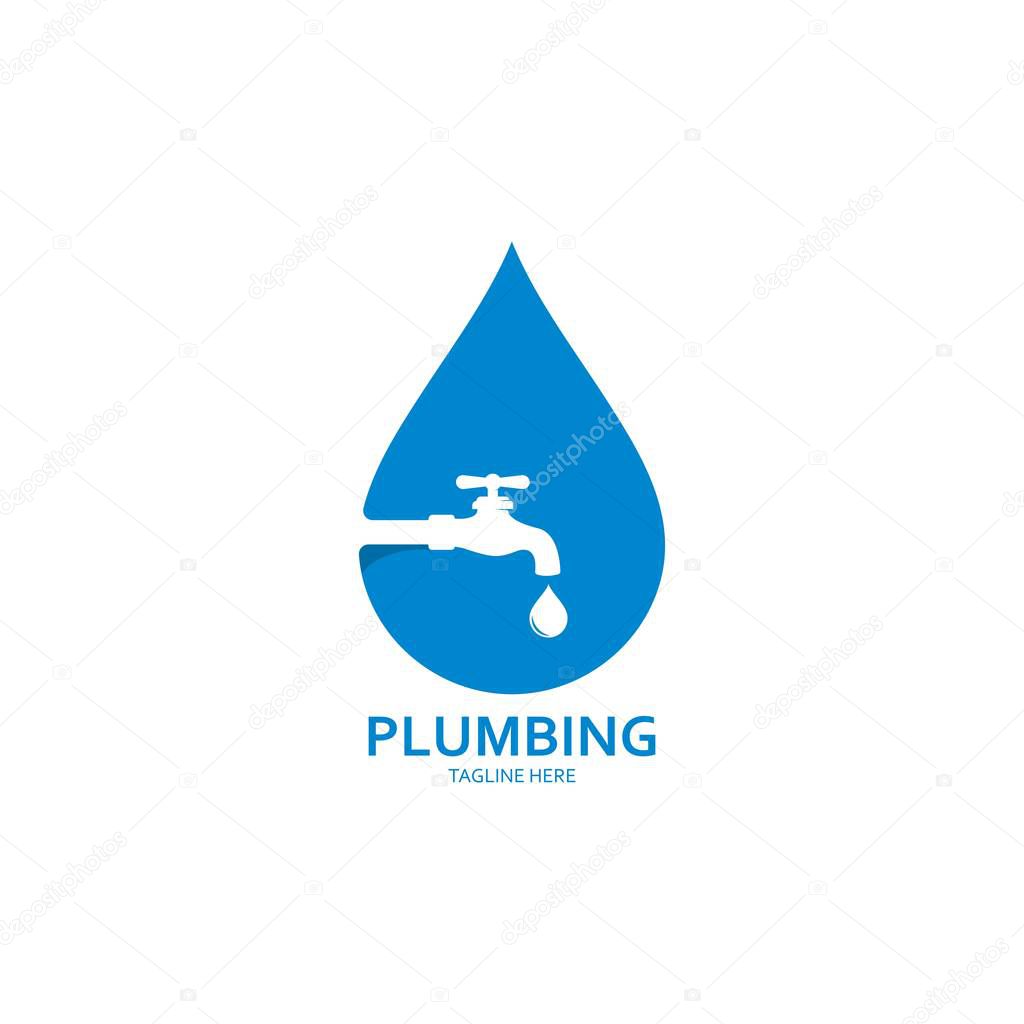Plumbing logo vector icon illustration design