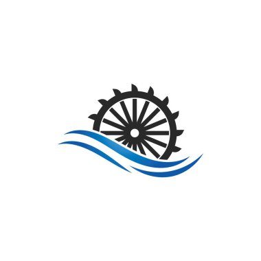 Su değirmeni logo vektör konsepti çizimi 