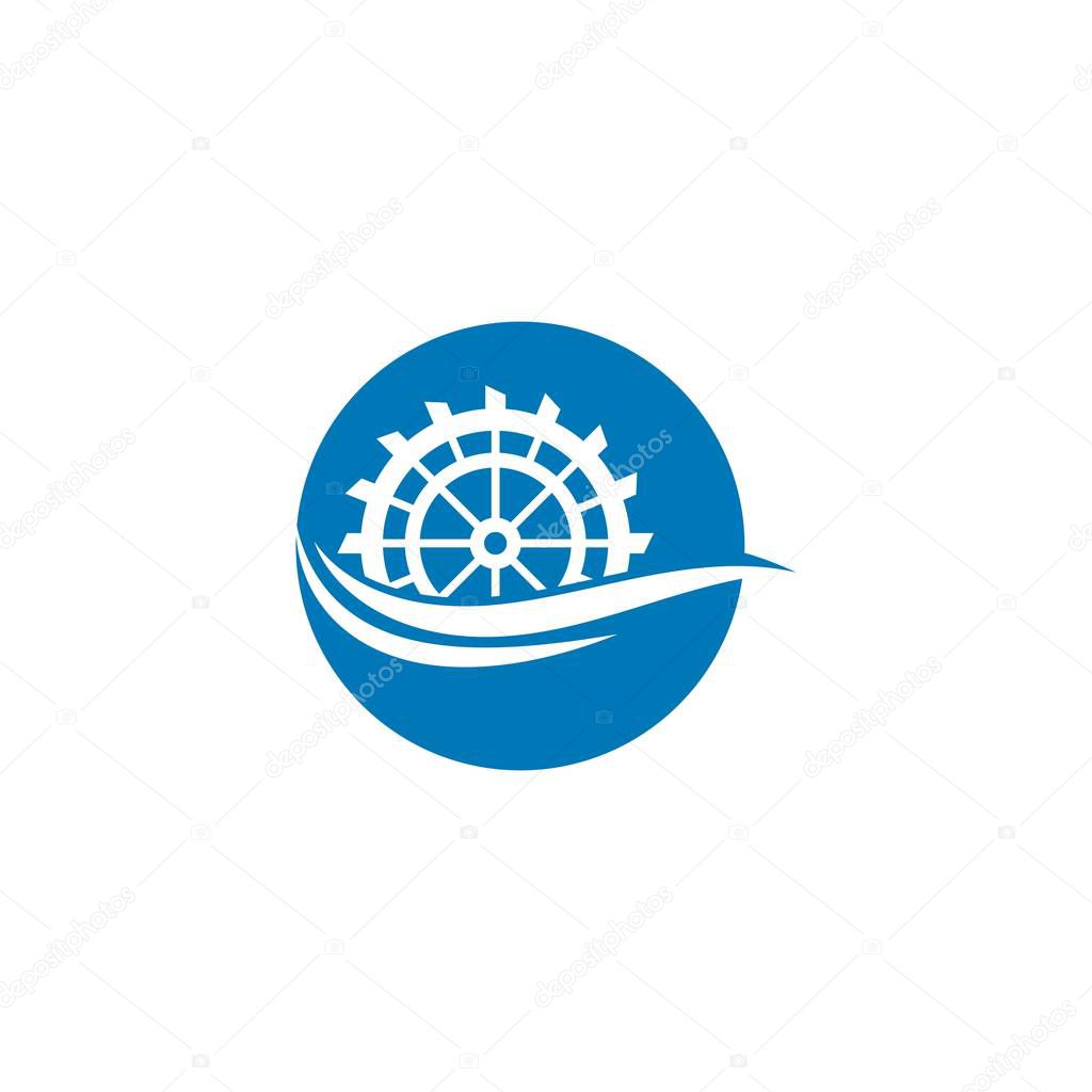 Water mill logo vector icon concept illustration design