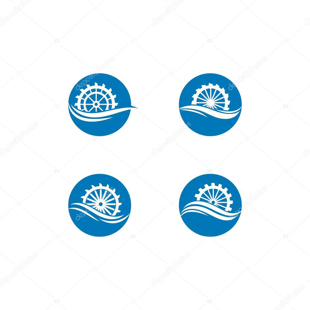 Water mill logo vector icon concept illustration design