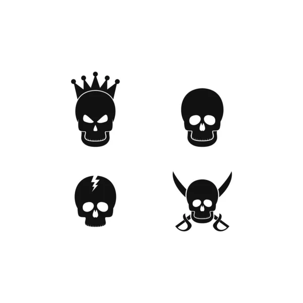 Set van schedel logo vector pictogram template illustratie — Stockvector