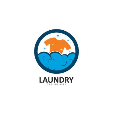 Çamaşır logosu şablon vektör resimleme 