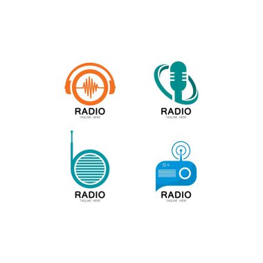 Radyo logosu şablon vektör simgesi illüstrasyon