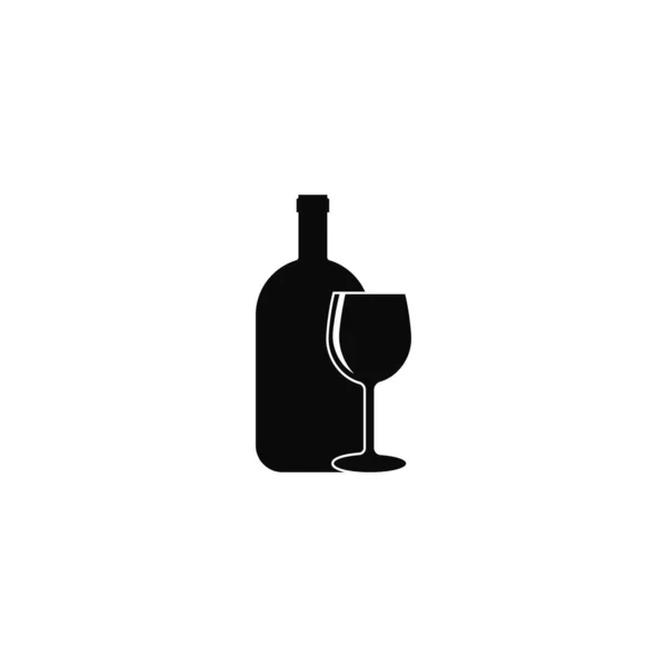 Illustration d'icône vectorielle de logo bouteille et verre — Image vectorielle