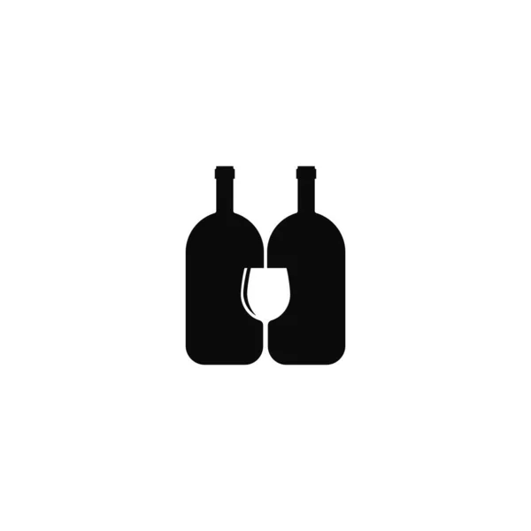 Bottle and glass logo vector icon illustration — Stock Vector