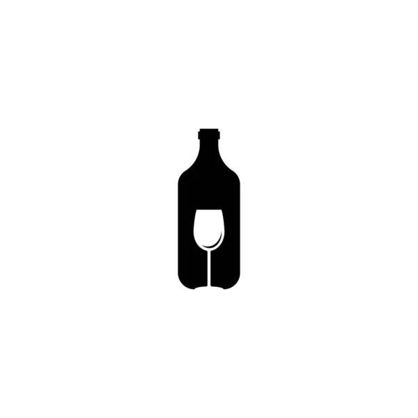 Bottle and glass logo vector icon illustration — Stock Vector