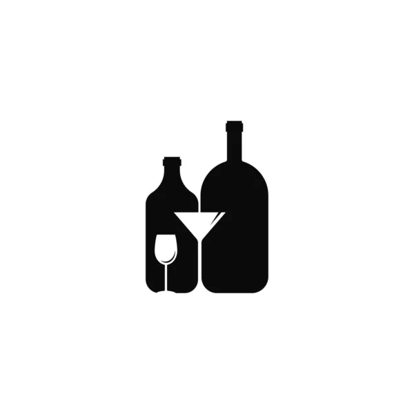 Bottle and glass logo vector icon illustration — Stock Vector