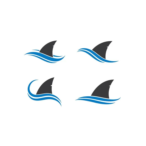 Tubarão aleta logotipo modelo vetor ícone ilustração — Vetor de Stock