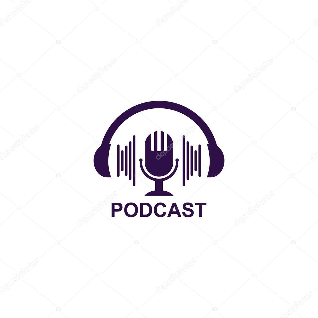 Podcast logo vector icon illustration design