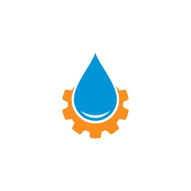 Dişli logo şablon tasarımı olan su damlası
