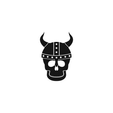 Miğfer logosu ikon tasarımı olan Viking kafatası 