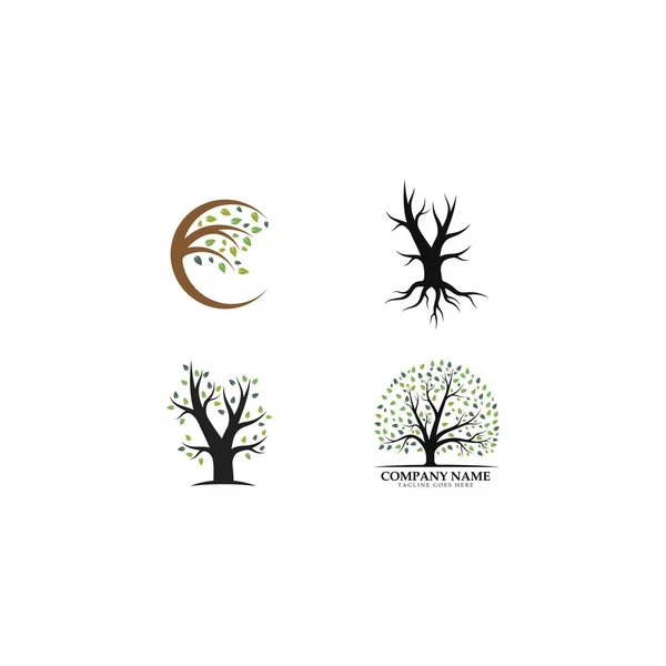 Modèle Logo Icône Arbre Illustration Vectorielle Design — Image vectorielle