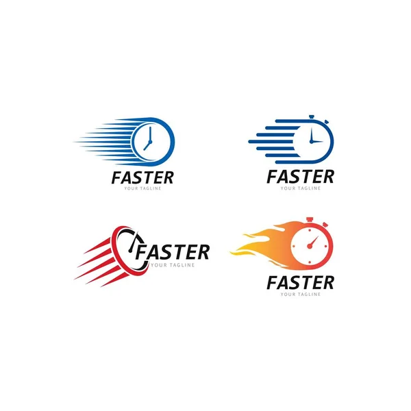 Ταχύτερη Και Ταχύτητα Λογότυπο Πρότυπο Διάνυσμα Εικονίδιο Σχεδιασμό Εικονογράφηση — Διανυσματικό Αρχείο