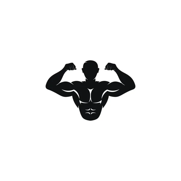 Strong Man Vetor Icon Logo Fitness Centre Bodybuilder Concept Illustration — Stock Vector