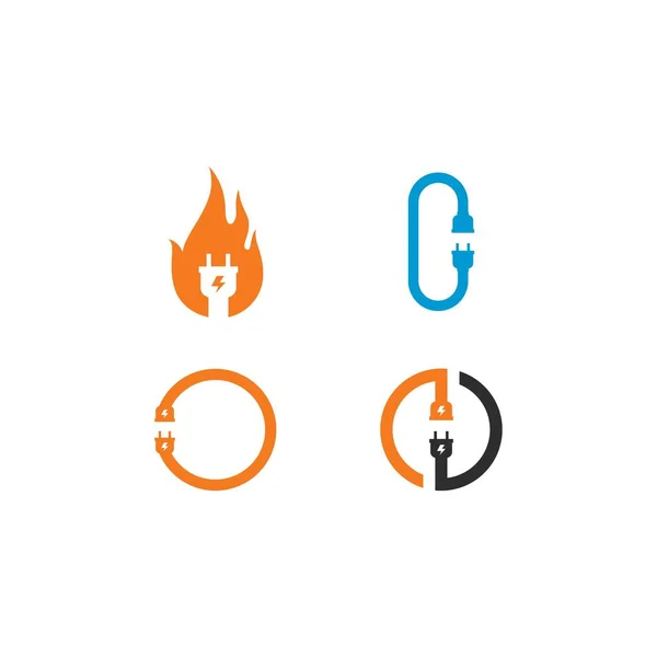 Elektrische Plug Logo Vector Pictogram Illustratie Ontwerp — Stockvector