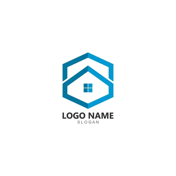 Fastighets Fastighets Och Bygglogodesign För Företagsskylt Vektorns Logotyp — Stock vektor