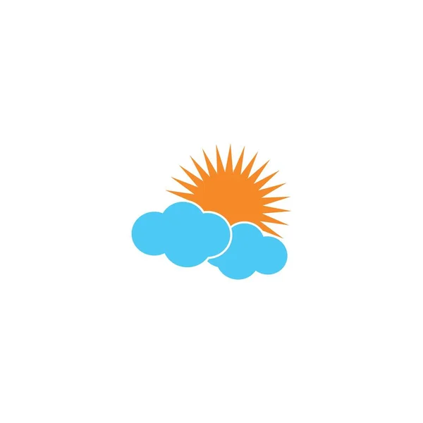 Sol Logotipo Ícone Vetor Com Modelo Nuvem — Vetor de Stock