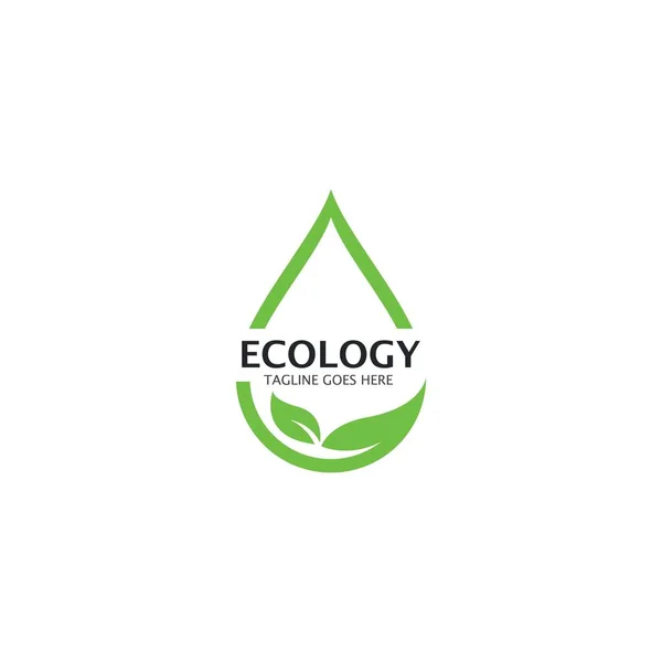 エコロジーツリーリーフロゴテンプレートデザイン — ストックベクタ