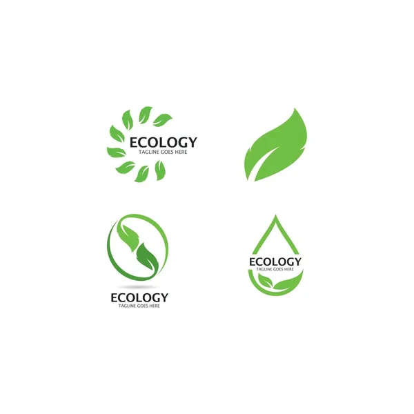 Ecologia Árvore Folha Logotipo Modelo Design — Vetor de Stock