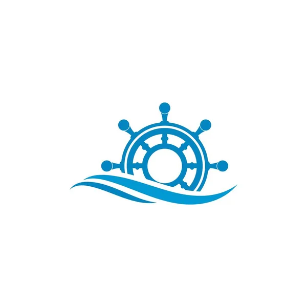 Управління Кораблем Вітрильного Логотипу Векторна Ілюстрація Шаблонного Дизайну — стоковий вектор