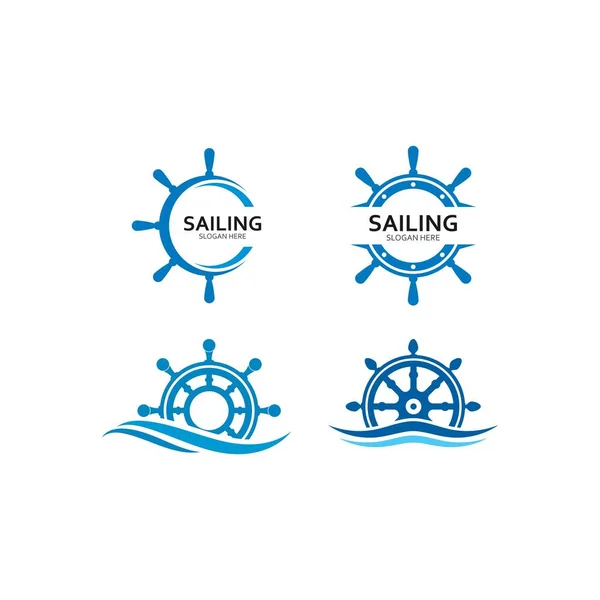 Scheepsbesturing Voor Zeilen Logo Vector Pictogram Illustratie Template Ontwerp — Stockvector