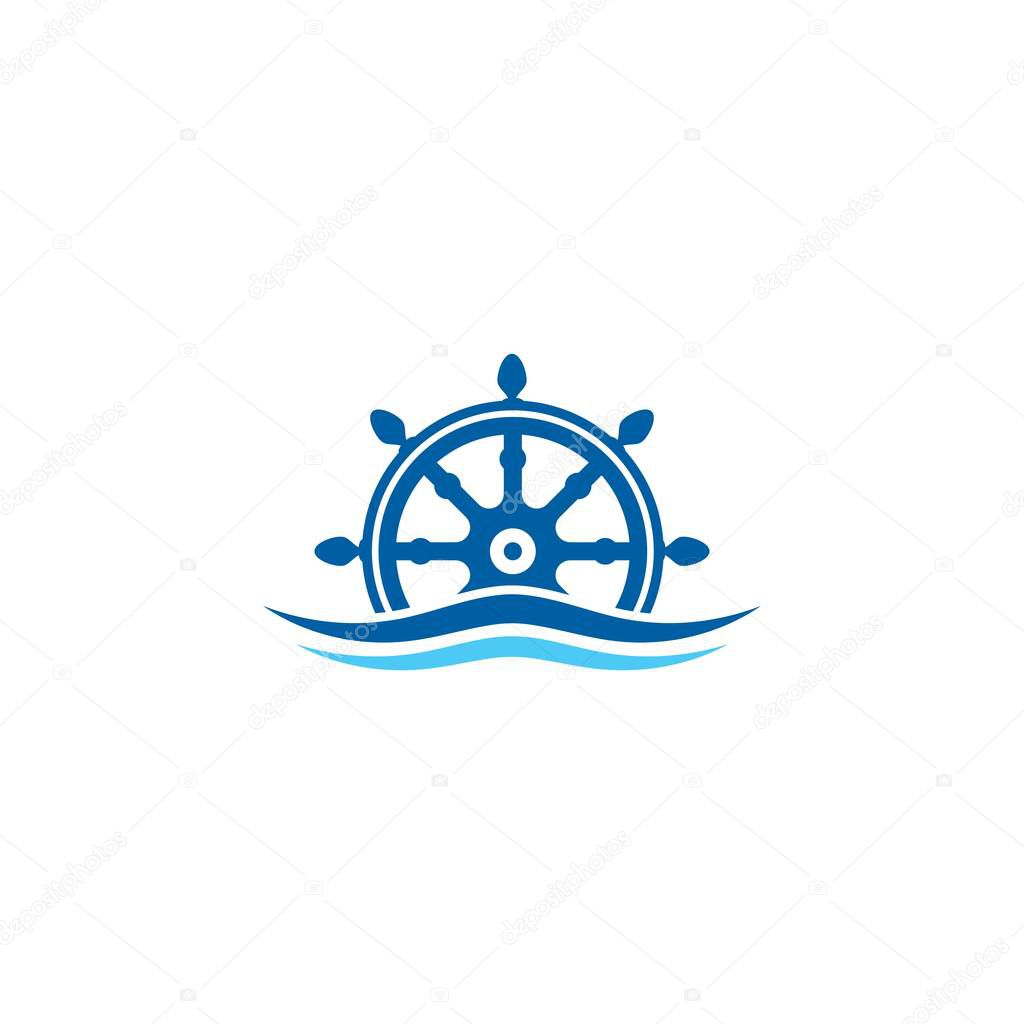 ship steering for sailing logo vector icon illustration template design 