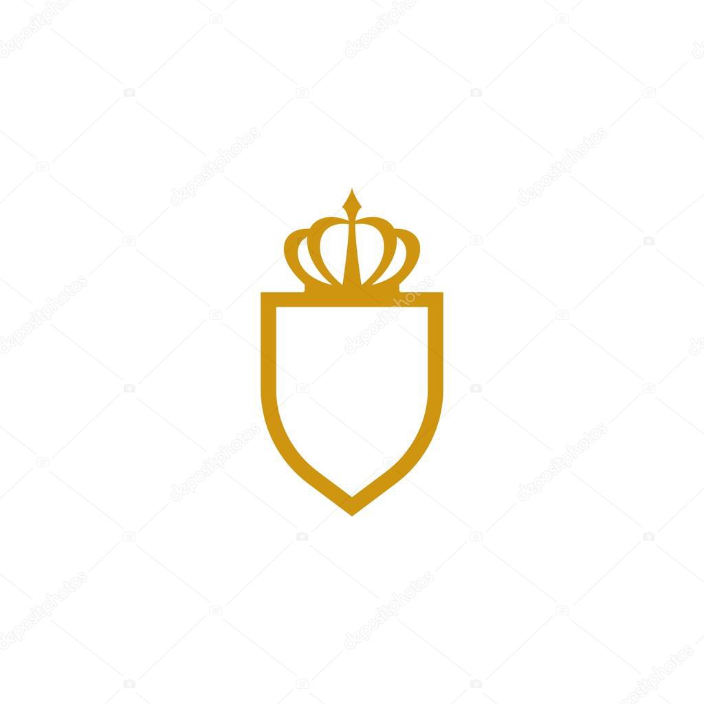 Crown with shield logo vector icon template design