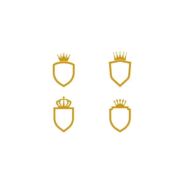 Kroon Met Schild Logo Vector Pictogram Template Ontwerp — Stockvector