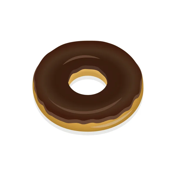 Donut in chocolade glazuur op een witte achtergrond — Stockvector