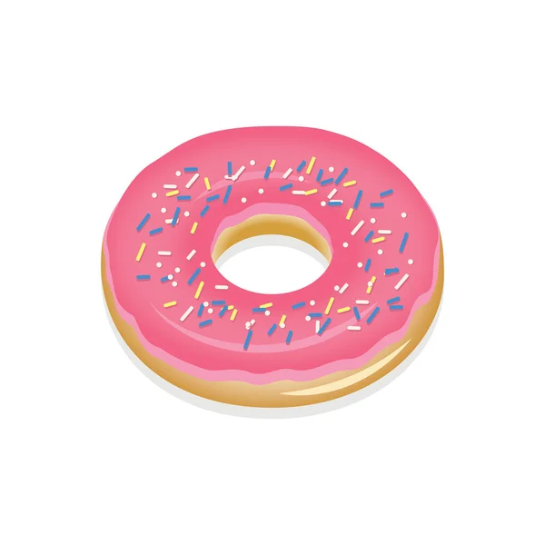 Donut con esmalte rosa. Donut vector ilustración — Vector de stock