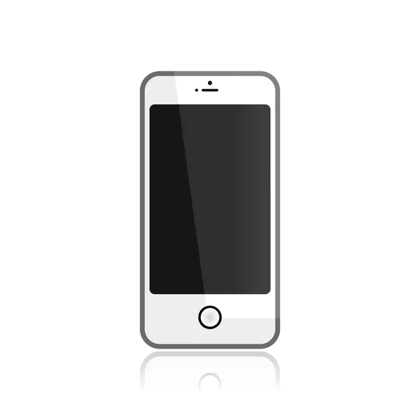 Smartphone blanco con pantalla negra en blanco aislado sobre fondo blanco — Archivo Imágenes Vectoriales