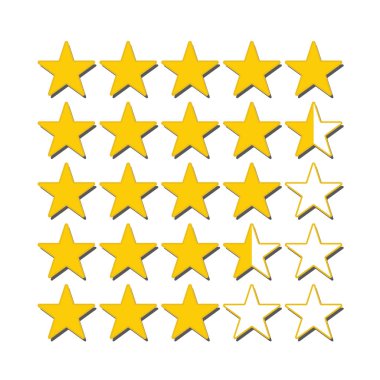 Derecelendirme üzerinde izole beyaz yıldız. Vektör çizim.