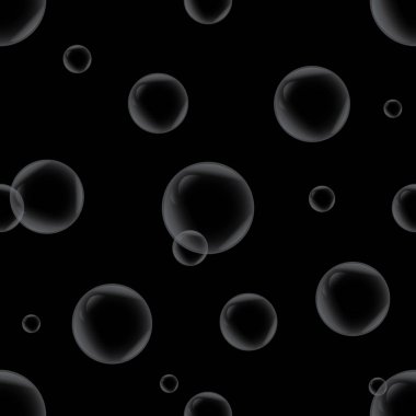 Siyah bir zemin üzerine sabun köpüğü. Seamless modeli. Vektör çizim.