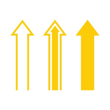 Üç ok yukarı dönük. Oklar üzerinde beyaz izole puan. Vektör çizim.