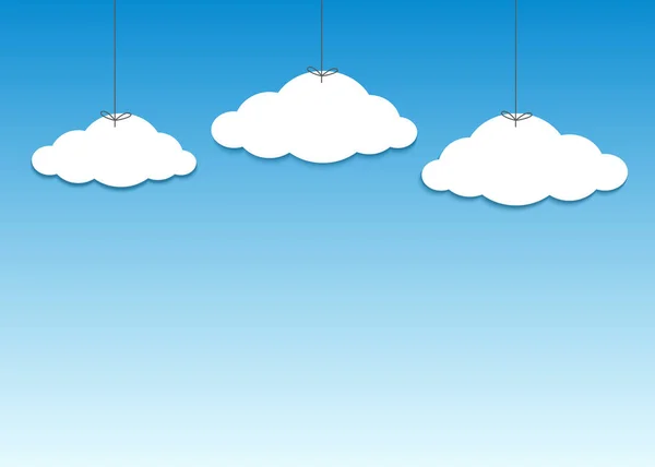 Mavi bir arka plan üzerinde bir ipte asılı vektör bulutlar topluluğu