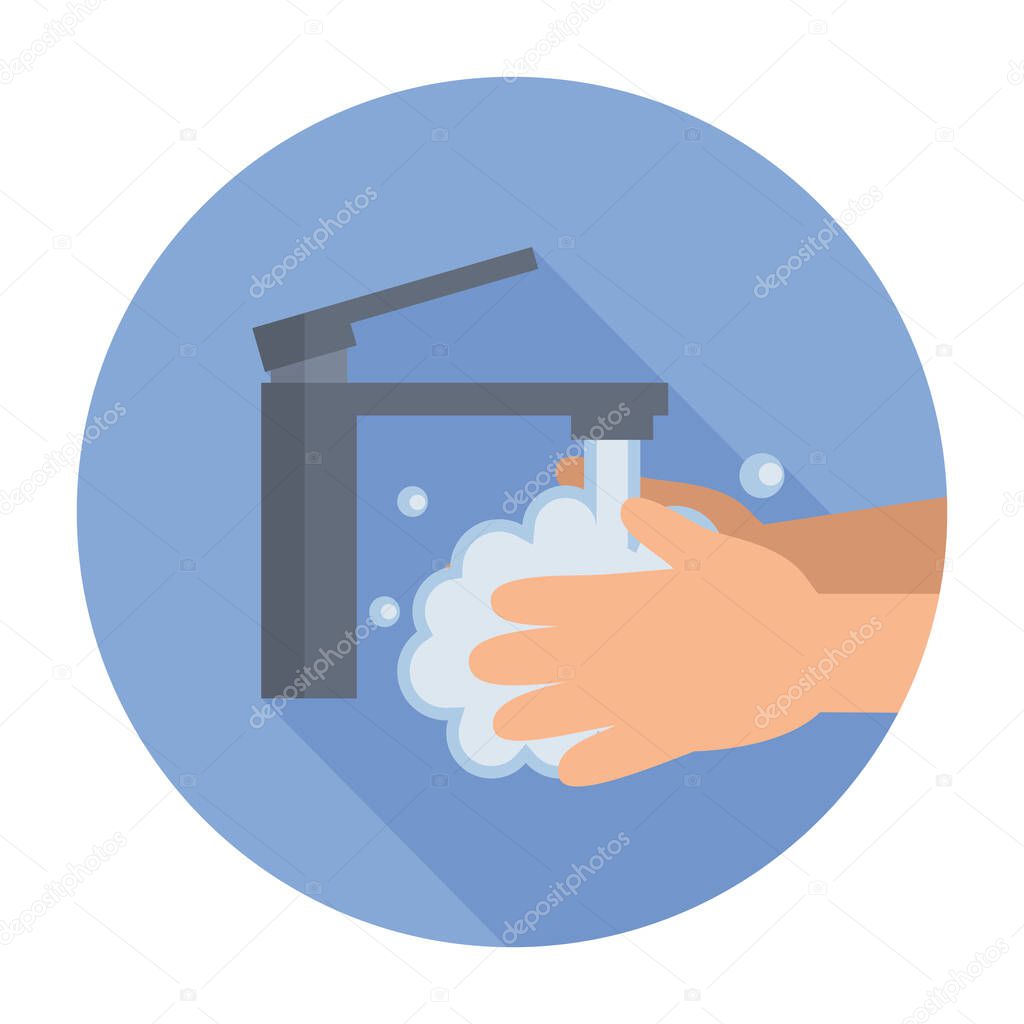 Hand washing. Concept of coronavirus quarantine. Antibacterial washing. Vector illustration flat design isolated on background. Personal hygiene. Disinfection.