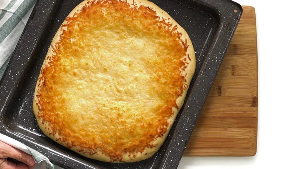 Cheese Bread Homemade Delicious Cheese Bread Baking Sheet Directly Oven — ストック写真