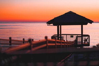 Ventana gazebo at sunset. Shore Cliff, Pismo Beach, California. View from Shore Cliff Hotel clipart