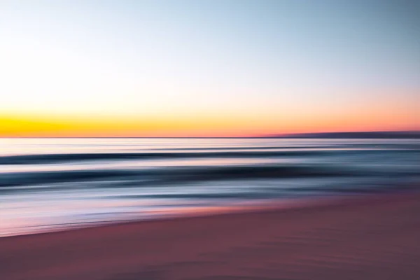Abstract Seascape Sunrise Sea Motion Blur Play Ripples Pink Yellow — Stock Photo, Image