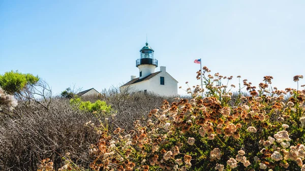 Faro Old Point Loma Faro Histórico Monumento Nacional Cabrillo Bahía — Foto de Stock