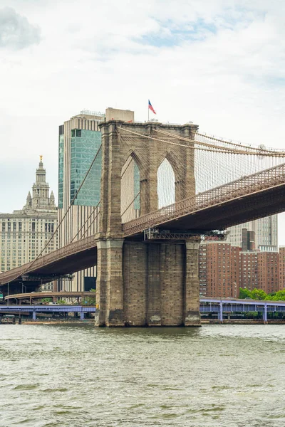 Ponte Brooklyn Sull East River Downtown Manhattan New York — Foto Stock